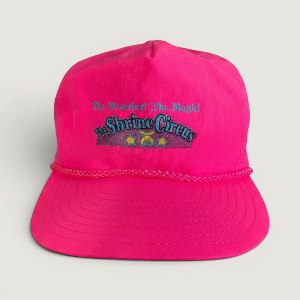 Vintage Shrine Circus Snapback Hat Neon Pink 90s Trucker Cap USA Made